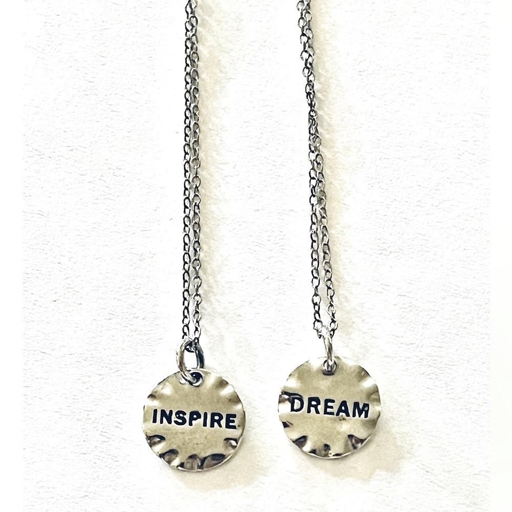 Sterling 925 Set of 2  Necklaces with Pendant Charms Dream & Inspire NEW